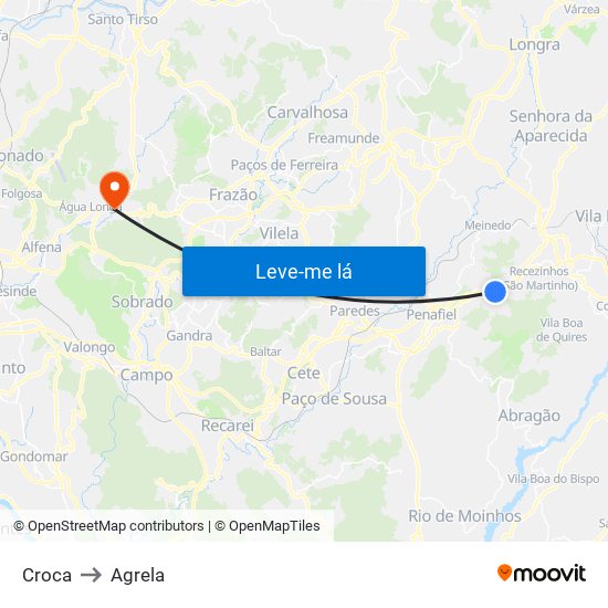 Croca to Agrela map
