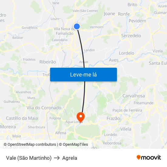 Vale (São Martinho) to Agrela map