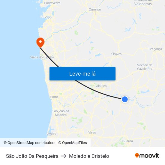 São João Da Pesqueira to Moledo e Cristelo map