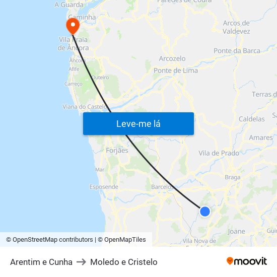 Arentim e Cunha to Moledo e Cristelo map