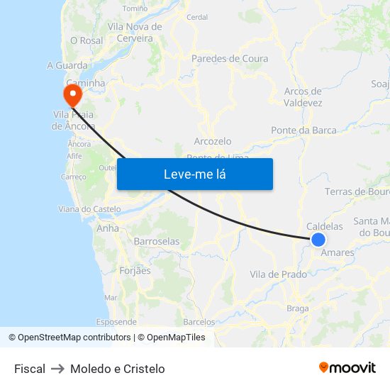 Fiscal to Moledo e Cristelo map