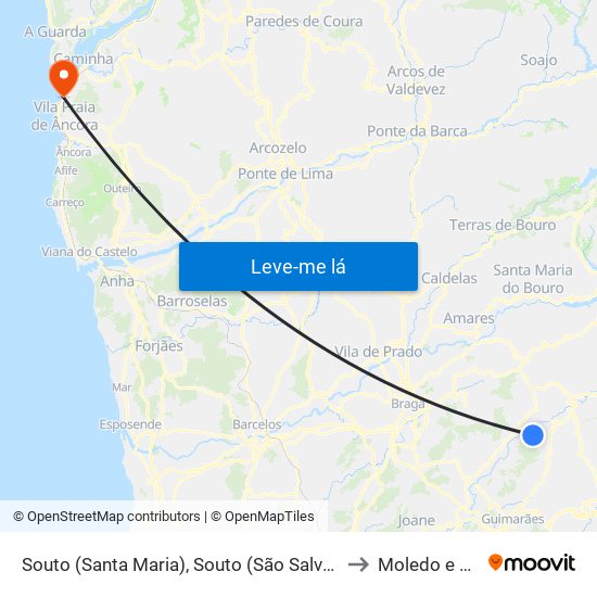 Souto (Santa Maria), Souto (São Salvador) e Gondomar to Moledo e Cristelo map