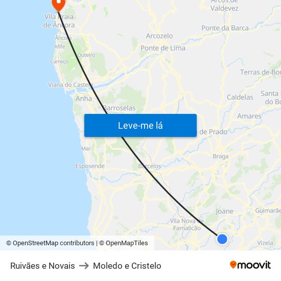 Ruivães e Novais to Moledo e Cristelo map