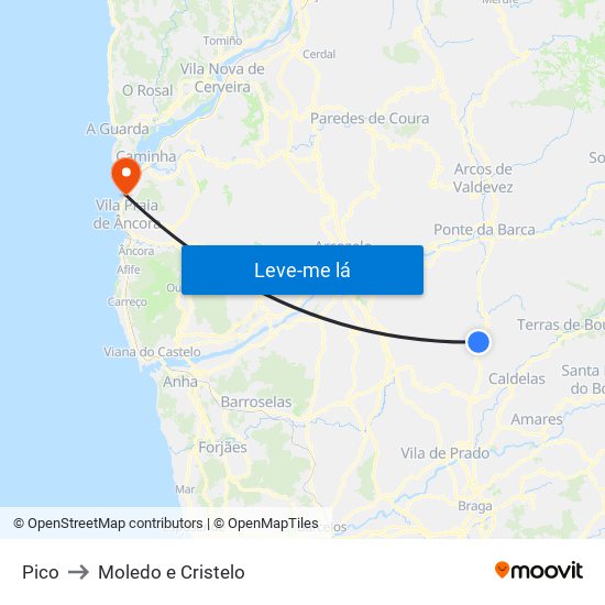 Pico to Moledo e Cristelo map