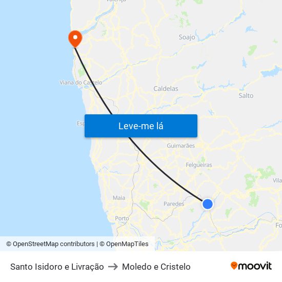 Santo Isidoro e Livração to Moledo e Cristelo map