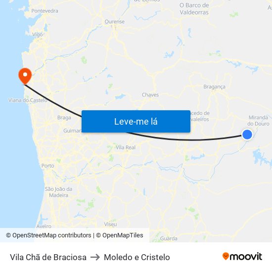 Vila Chã de Braciosa to Moledo e Cristelo map