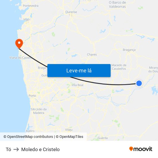 Tó to Moledo e Cristelo map