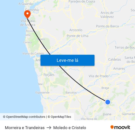 Morreira e Trandeiras to Moledo e Cristelo map