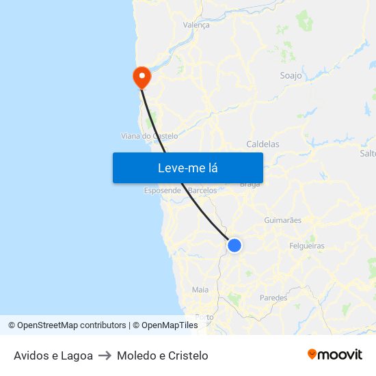 Avidos e Lagoa to Moledo e Cristelo map