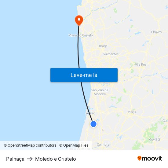 Palhaça to Moledo e Cristelo map