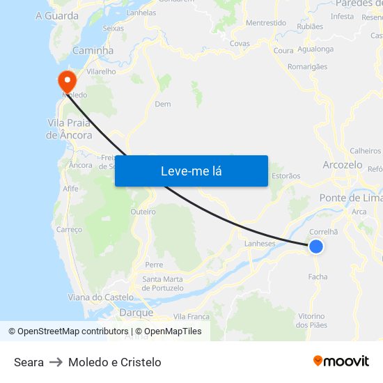 Seara to Moledo e Cristelo map