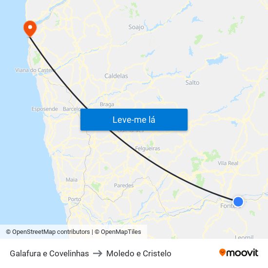 Galafura e Covelinhas to Moledo e Cristelo map