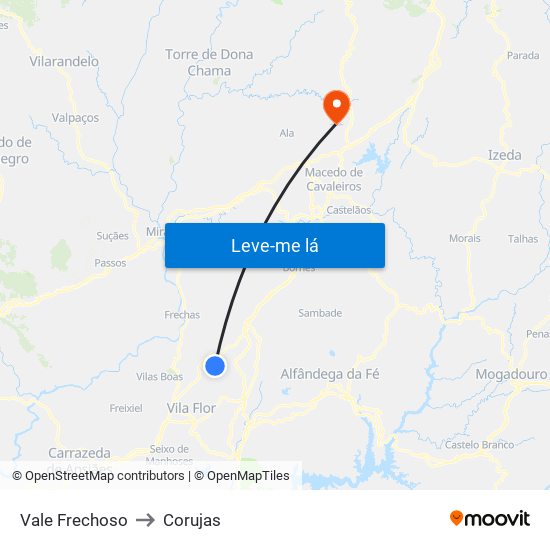 Vale Frechoso to Corujas map