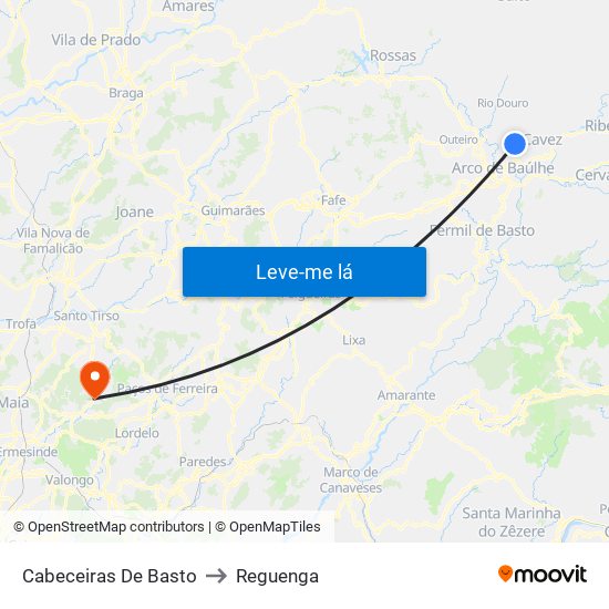 Cabeceiras De Basto to Reguenga map