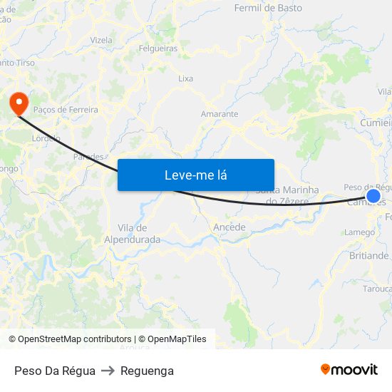 Peso Da Régua to Reguenga map