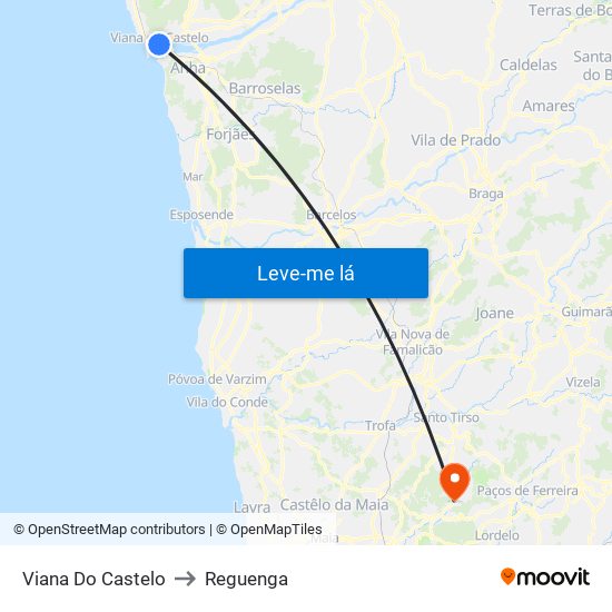 Viana Do Castelo to Reguenga map