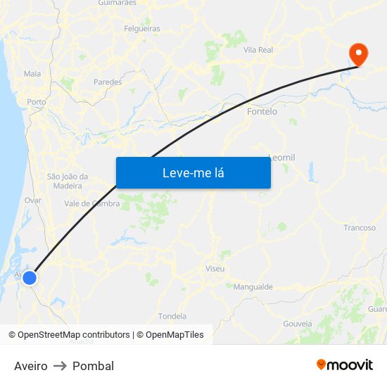 Aveiro to Pombal map