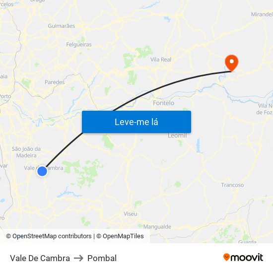 Vale De Cambra to Pombal map