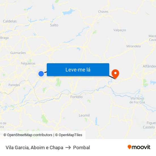 Vila Garcia, Aboim e Chapa to Pombal map