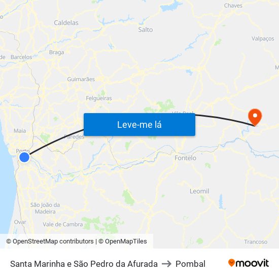 Santa Marinha e São Pedro da Afurada to Pombal map