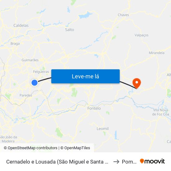 Cernadelo e Lousada (São Miguel e Santa Margarida) to Pombal map