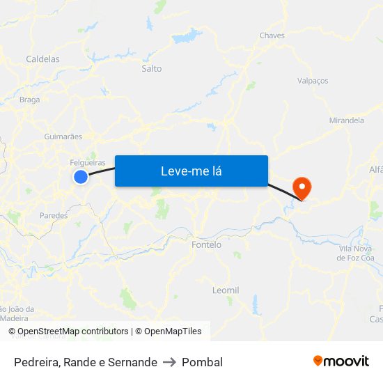 Pedreira, Rande e Sernande to Pombal map