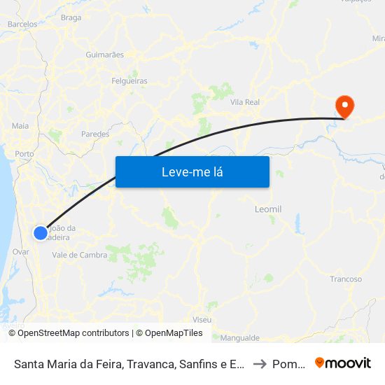 Santa Maria da Feira, Travanca, Sanfins e Espargo to Pombal map