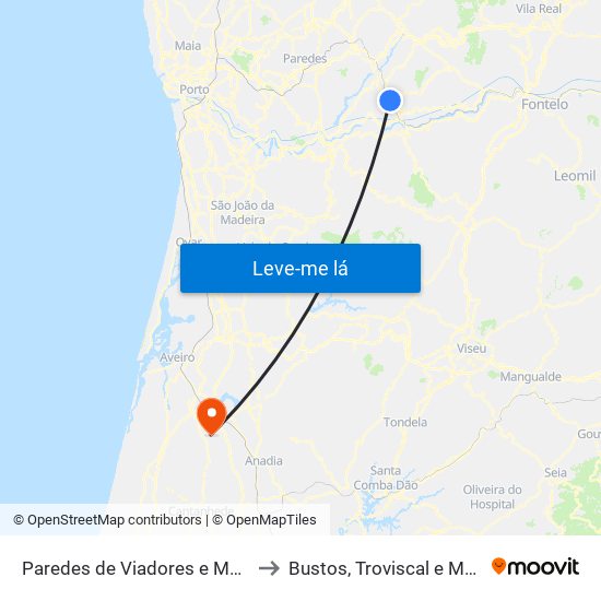 Paredes de Viadores e Manhuncelos to Bustos, Troviscal e Mamarrosa map