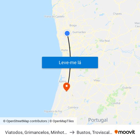 Viatodos, Grimancelos, Minhotães e Monte de Fralães to Bustos, Troviscal e Mamarrosa map