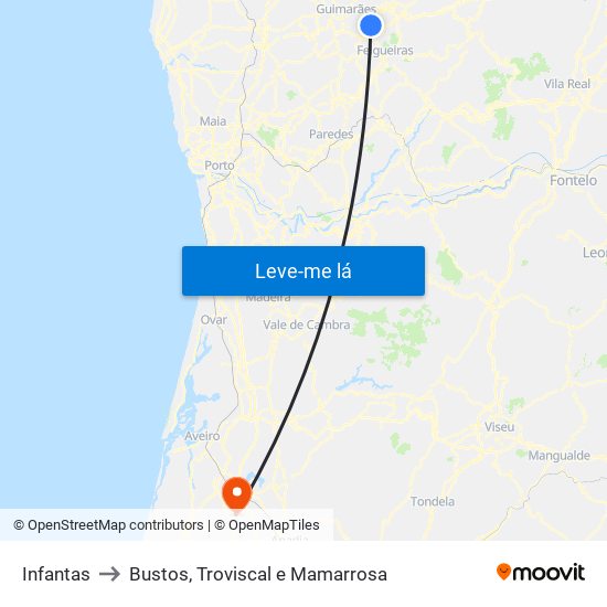 Infantas to Bustos, Troviscal e Mamarrosa map