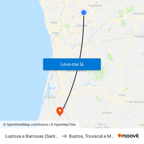 Lustosa e Barrosas (Santo Estêvão) to Bustos, Troviscal e Mamarrosa map