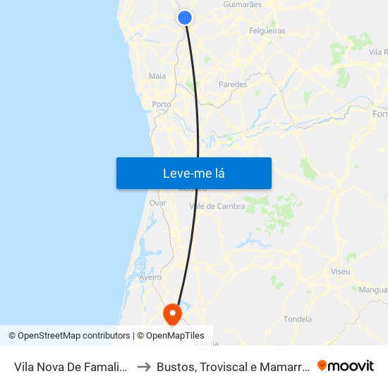 Vila Nova De Famalicão to Bustos, Troviscal e Mamarrosa map