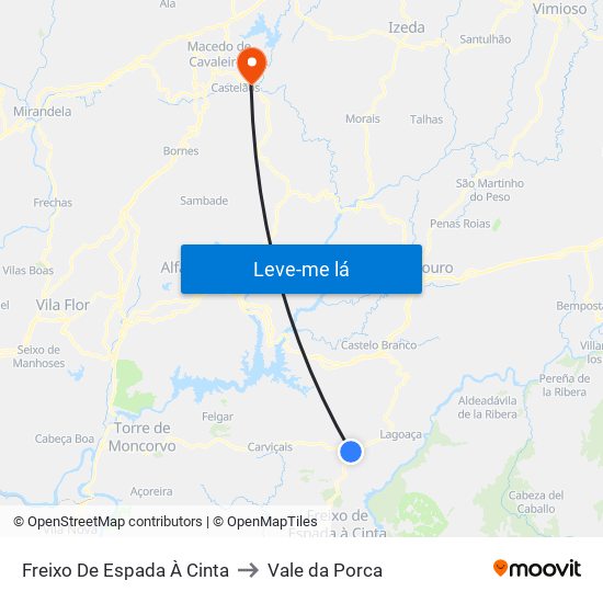 Freixo De Espada À Cinta to Vale da Porca map