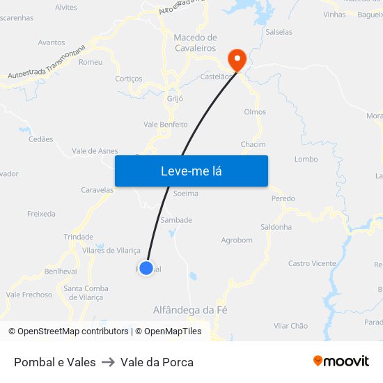 Pombal e Vales to Vale da Porca map