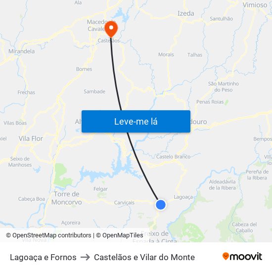Lagoaça e Fornos to Castelãos e Vilar do Monte map