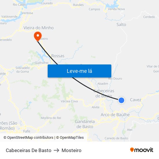 Cabeceiras De Basto to Mosteiro map