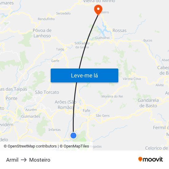 Armil to Mosteiro map