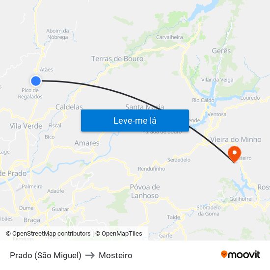 Prado (São Miguel) to Mosteiro map