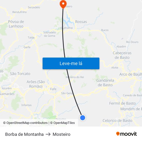 Borba de Montanha to Mosteiro map