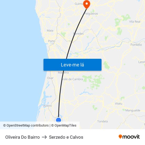 Oliveira Do Bairro to Serzedo e Calvos map