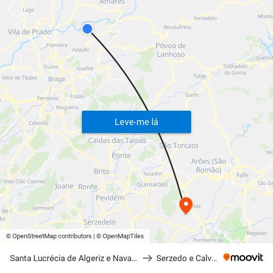 Santa Lucrécia de Algeriz e Navarra to Serzedo e Calvos map