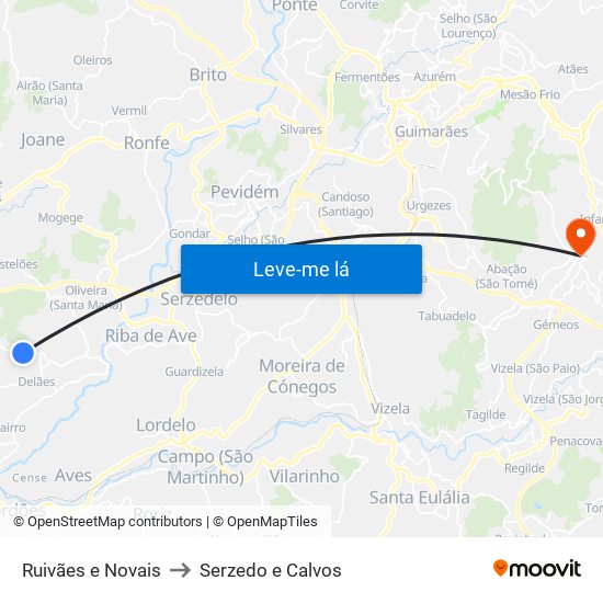 Ruivães e Novais to Serzedo e Calvos map