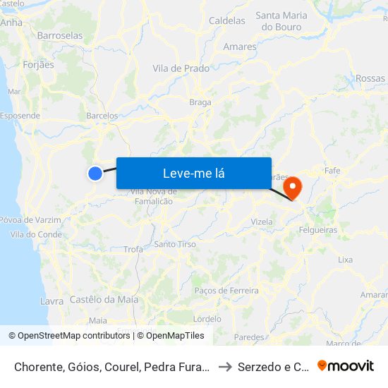 Chorente, Góios, Courel, Pedra Furada e Gueral to Serzedo e Calvos map