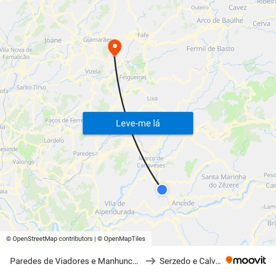 Paredes de Viadores e Manhuncelos to Serzedo e Calvos map