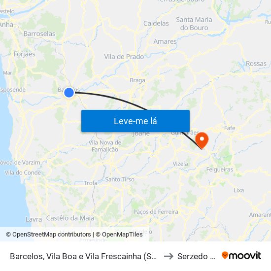 Barcelos, Vila Boa e Vila Frescainha (São Martinho e São Pedro) to Serzedo e Calvos map