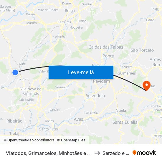 Viatodos, Grimancelos, Minhotães e Monte de Fralães to Serzedo e Calvos map