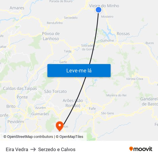 Eira Vedra to Serzedo e Calvos map