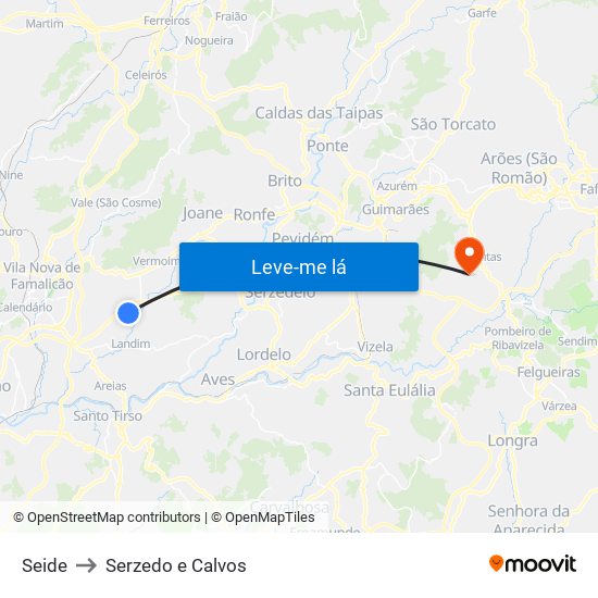 Seide to Serzedo e Calvos map