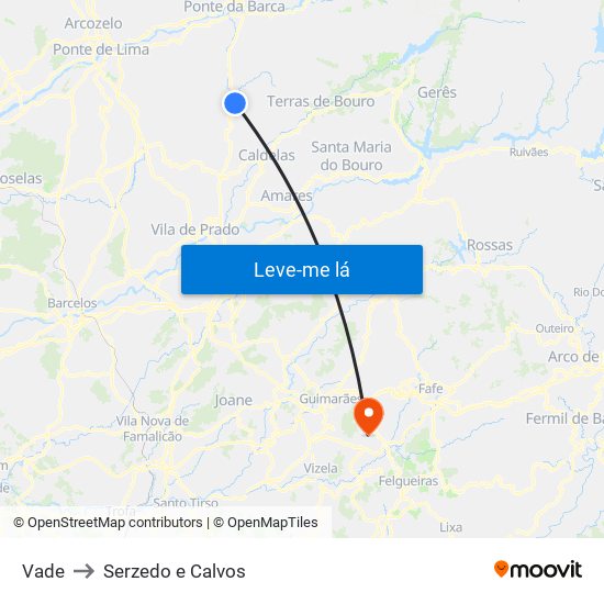 Vade to Serzedo e Calvos map