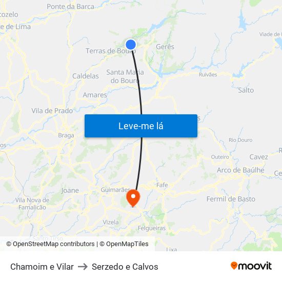 Chamoim e Vilar to Serzedo e Calvos map